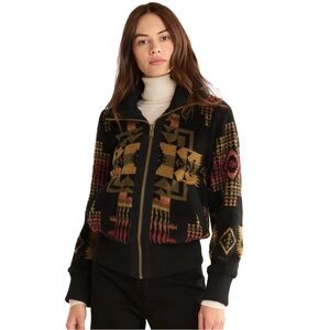 Pendleton Black and Gold Patterned Bomber Jacket foxglove